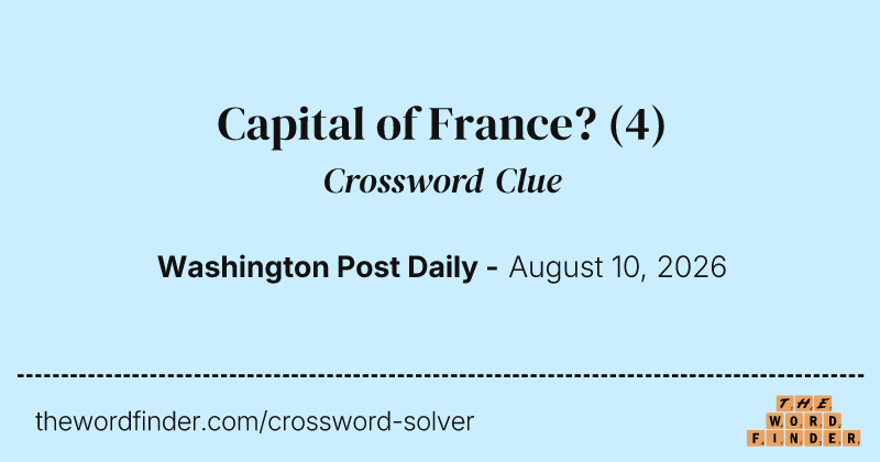Capital of France? crossword clue image