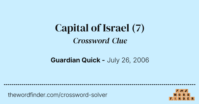Capital of Israel crossword clue image