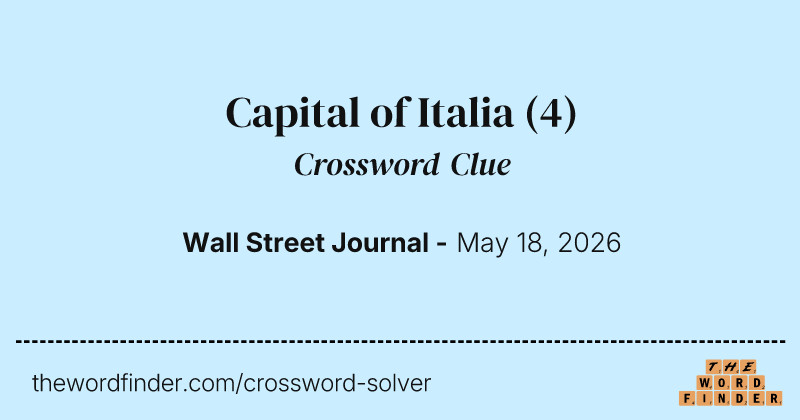 Capital of Italia crossword clue image