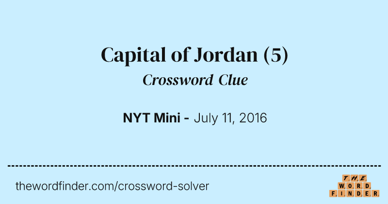 Capital of Jordan crossword clue image