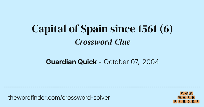 Capital of Spain since 1561 crossword clue image