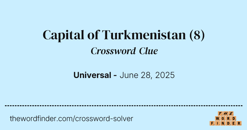 Capital of Turkmenistan crossword clue image