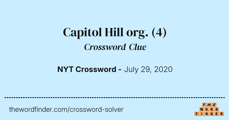 Capitol Hill org. crossword clue image
