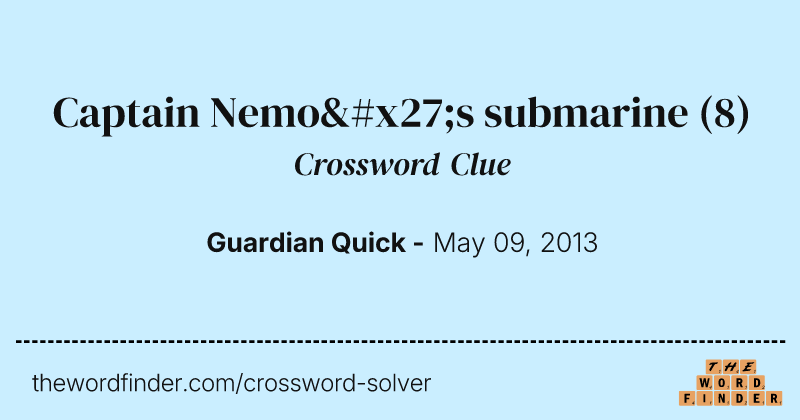 Captain Nemo's submarine crossword clue image