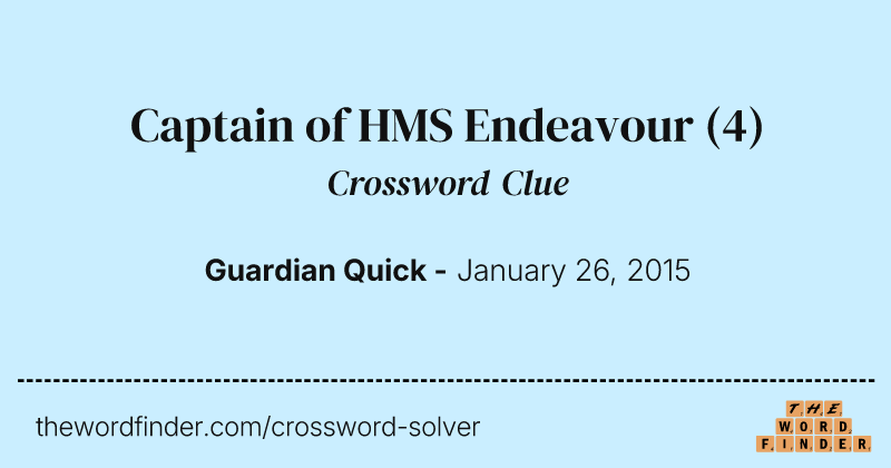 Captain of HMS Endeavour crossword clue image