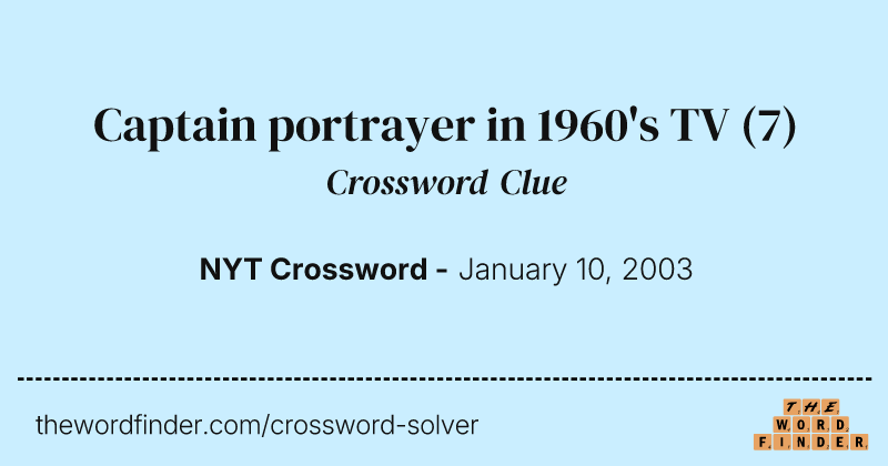 Captain portrayer in 1960's TV crossword clue image