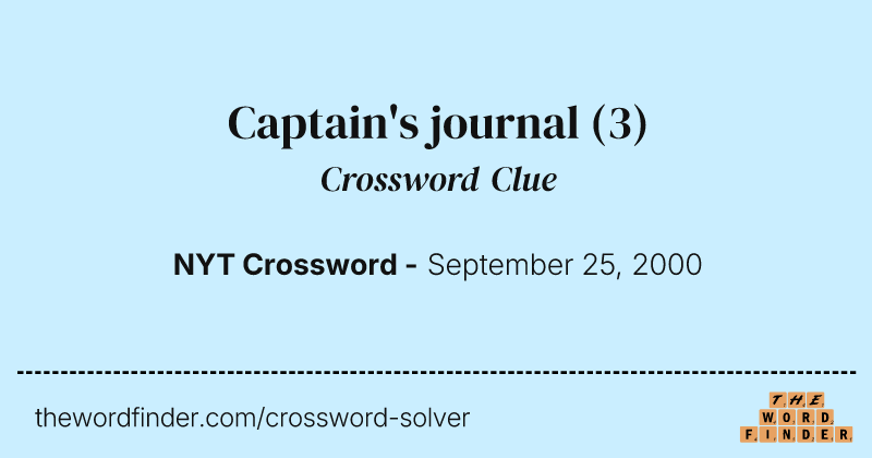 Captain's journal crossword clue image