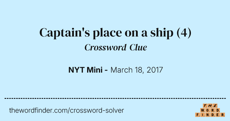 Captain's place on a ship crossword clue image