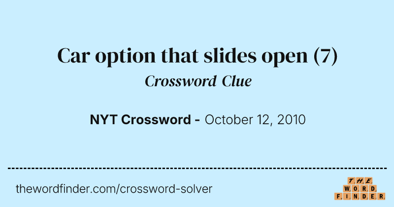 Car option that slides open crossword clue image