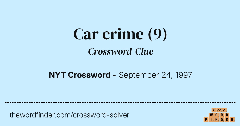 Car crime crossword clue image