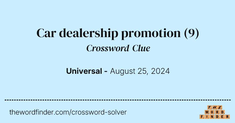 Car dealership promotion crossword clue image