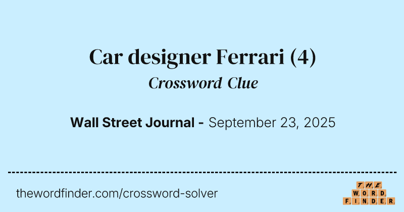 Car designer Ferrari crossword clue image