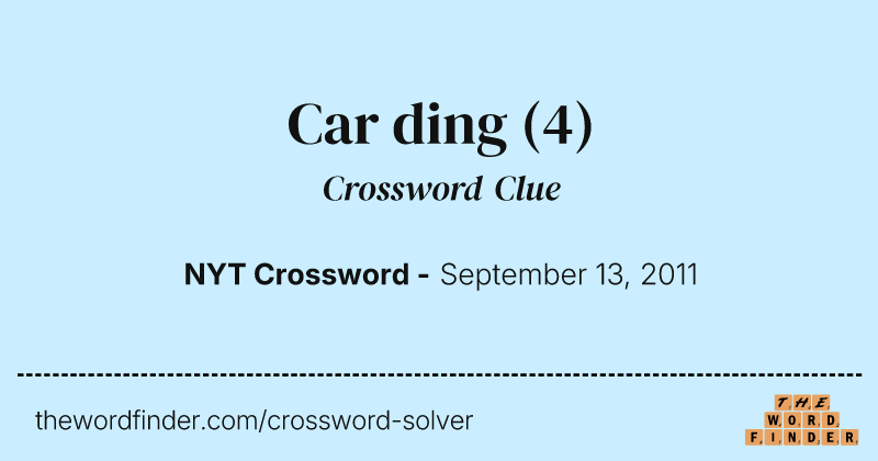 Car ding crossword clue image