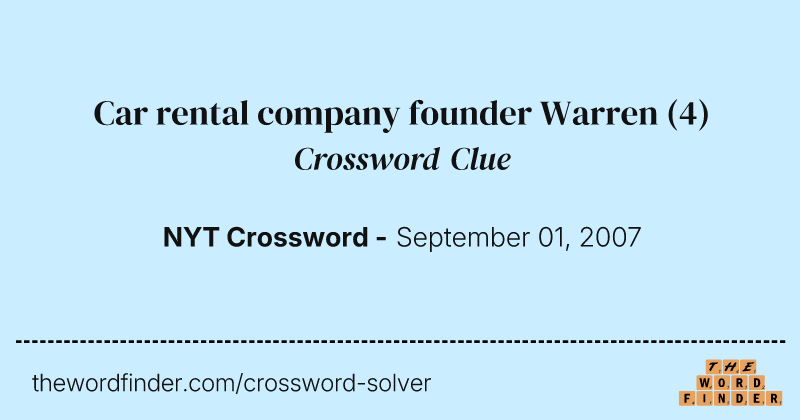 Car rental company founder Warren crossword clue image