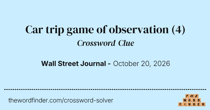 Car trip game of observation crossword clue image