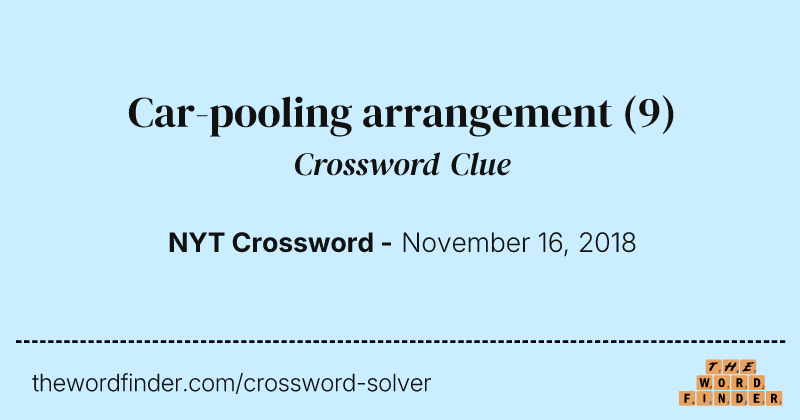 Car-pooling arrangement crossword clue image