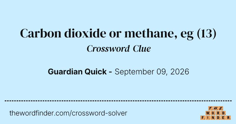 Carbon dioxide or methane, eg crossword clue image