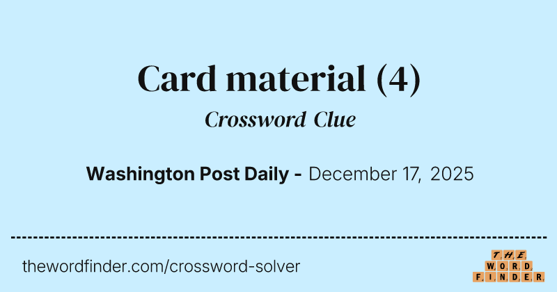 Card material crossword clue image