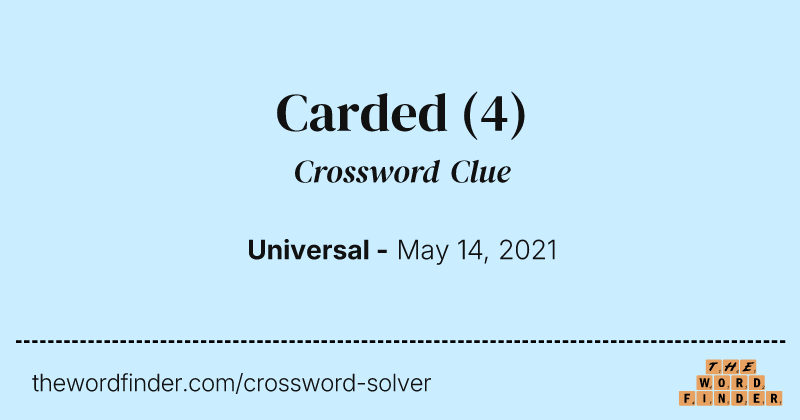 Carded crossword clue image