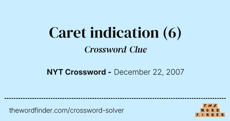 Caret indication crossword clue image