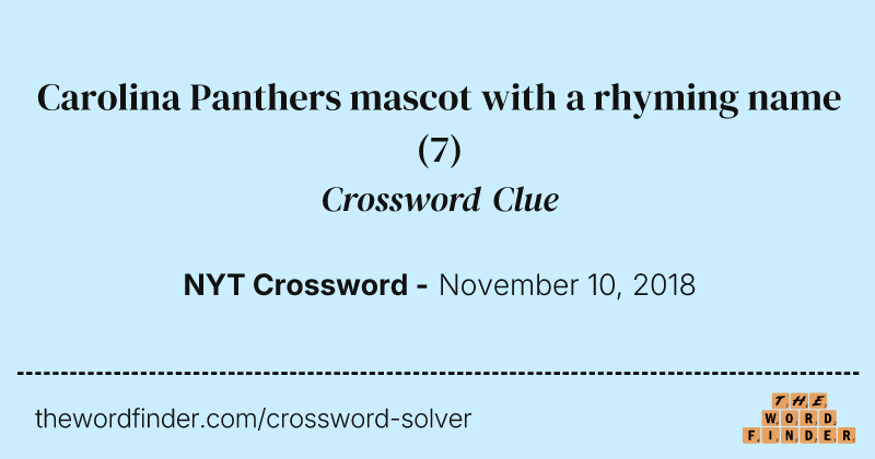 Carolina Panthers mascot with a rhyming name crossword clue image