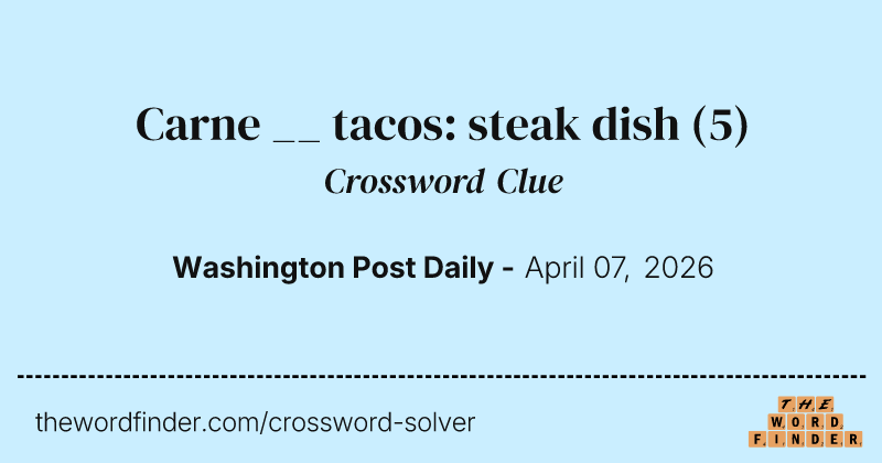 Carne __ tacos: steak dish crossword clue image