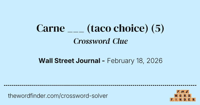 Carne ___ (taco choice) crossword clue image