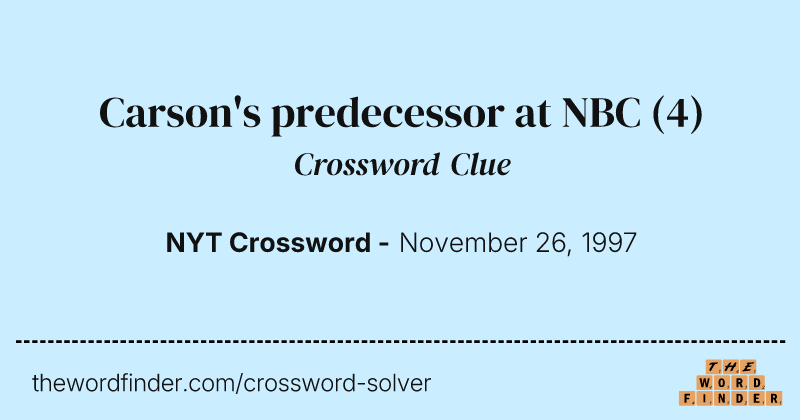 Carson's predecessor at NBC crossword clue image