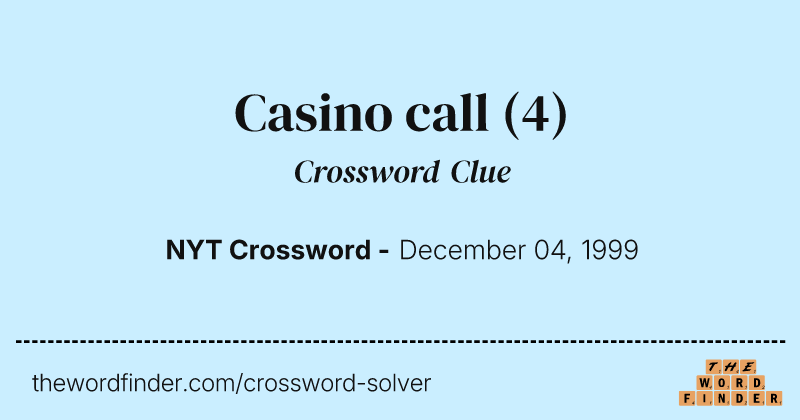 Casino call crossword clue image
