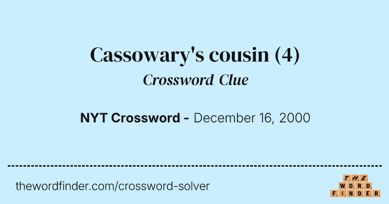 Cassowary's cousin crossword clue image