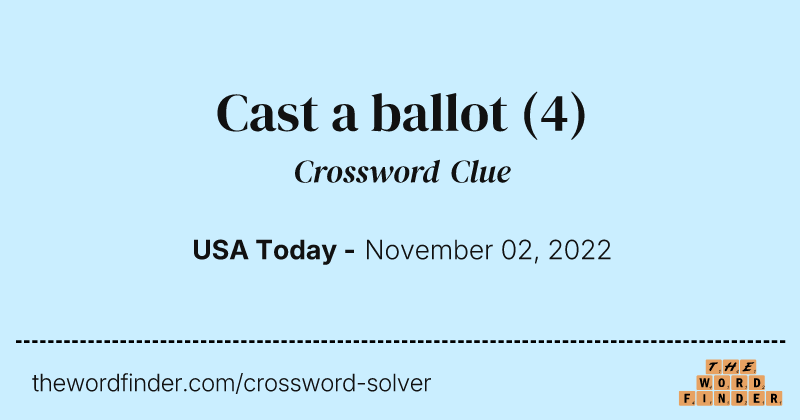 Cast a ballot crossword clue image