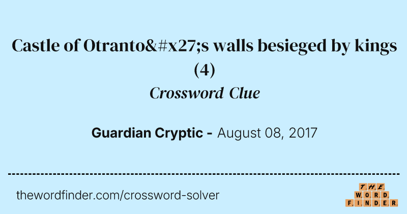 Castle of Otranto's walls besieged by kings crossword clue image