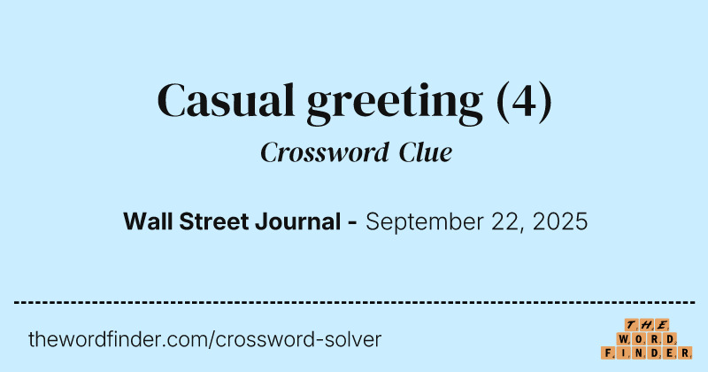 Casual greeting crossword clue image