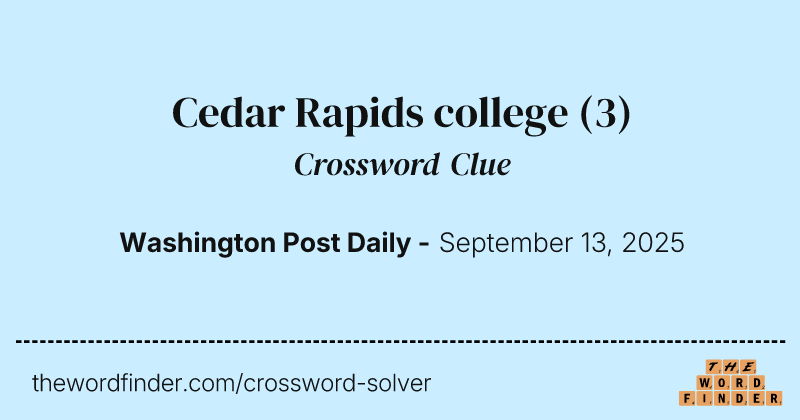 Cedar Rapids college crossword clue image