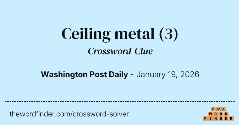 Ceiling metal crossword clue image