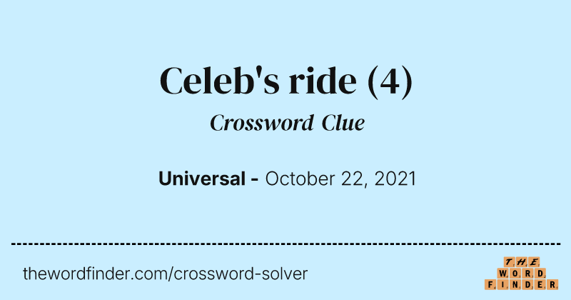 Celeb's ride crossword clue image