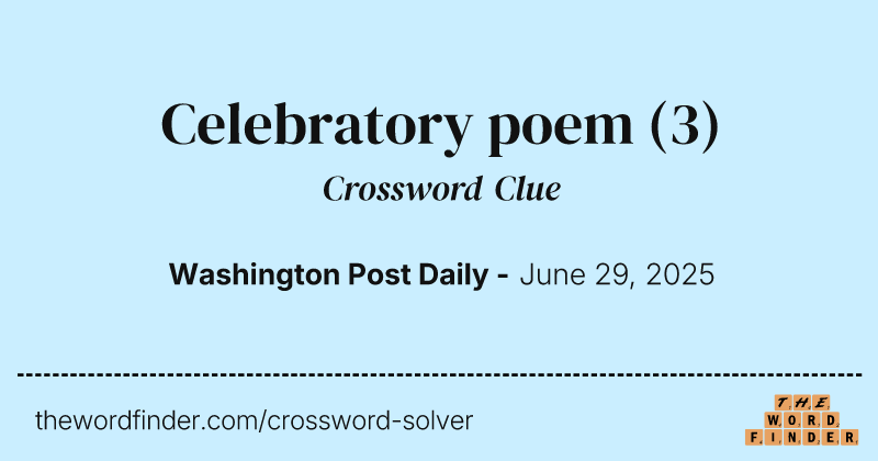 Celebratory poem crossword clue image