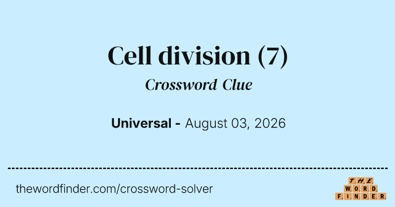 Cell division crossword clue image