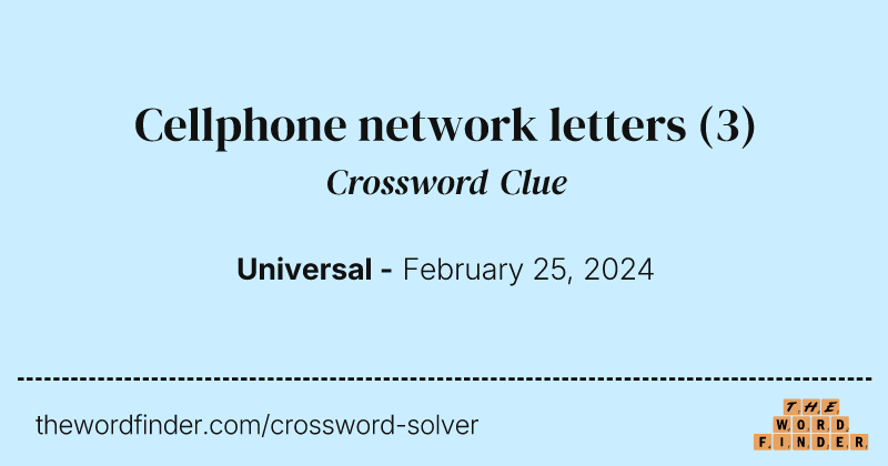 Cellphone network letters crossword clue image