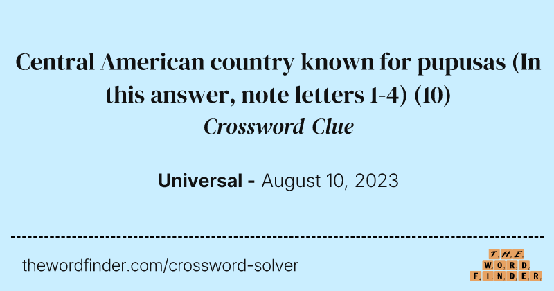 Central American country known for pupusas (In this answer, note letters 1-4) crossword clue image