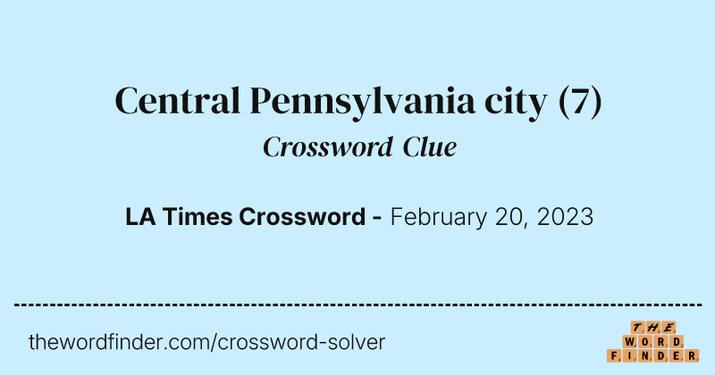 Central Pennsylvania city crossword clue image
