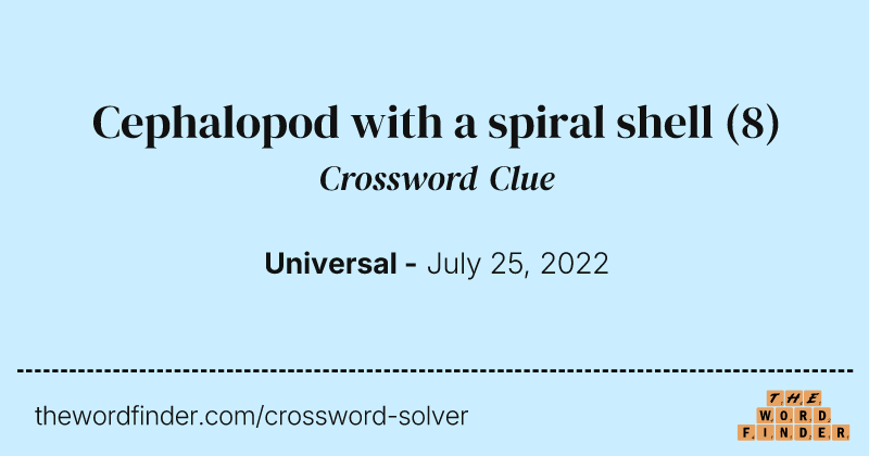 Cephalopod with a spiral shell crossword clue image