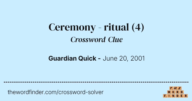Ceremony - ritual crossword clue image