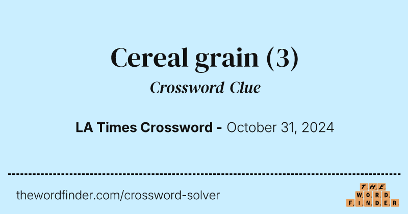 Cereal grain crossword clue image