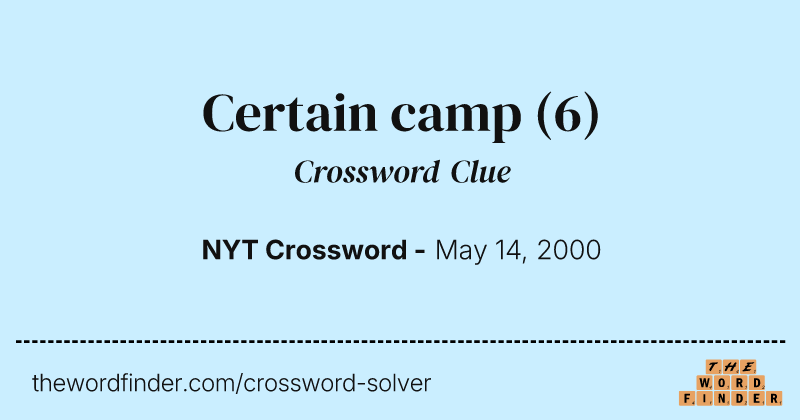 Certain camp crossword clue image