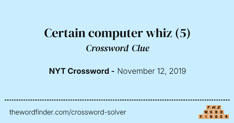 Certain computer whiz crossword clue image