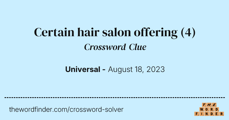 Certain hair salon offering crossword clue image