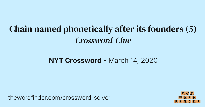 Chain named phonetically after its founders crossword clue image