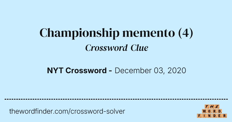 Championship memento crossword clue image