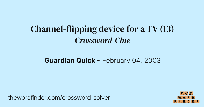 Channel-flipping device for a TV crossword clue image
